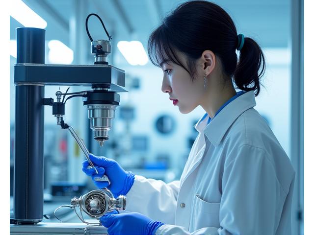 品質管理室で精密検査を行う技術者